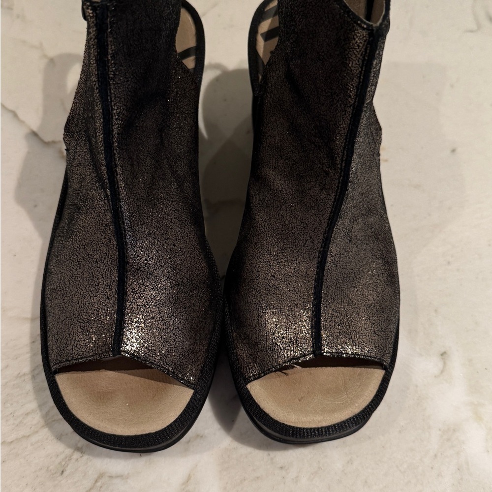 Fly London Metallic Black Sandals